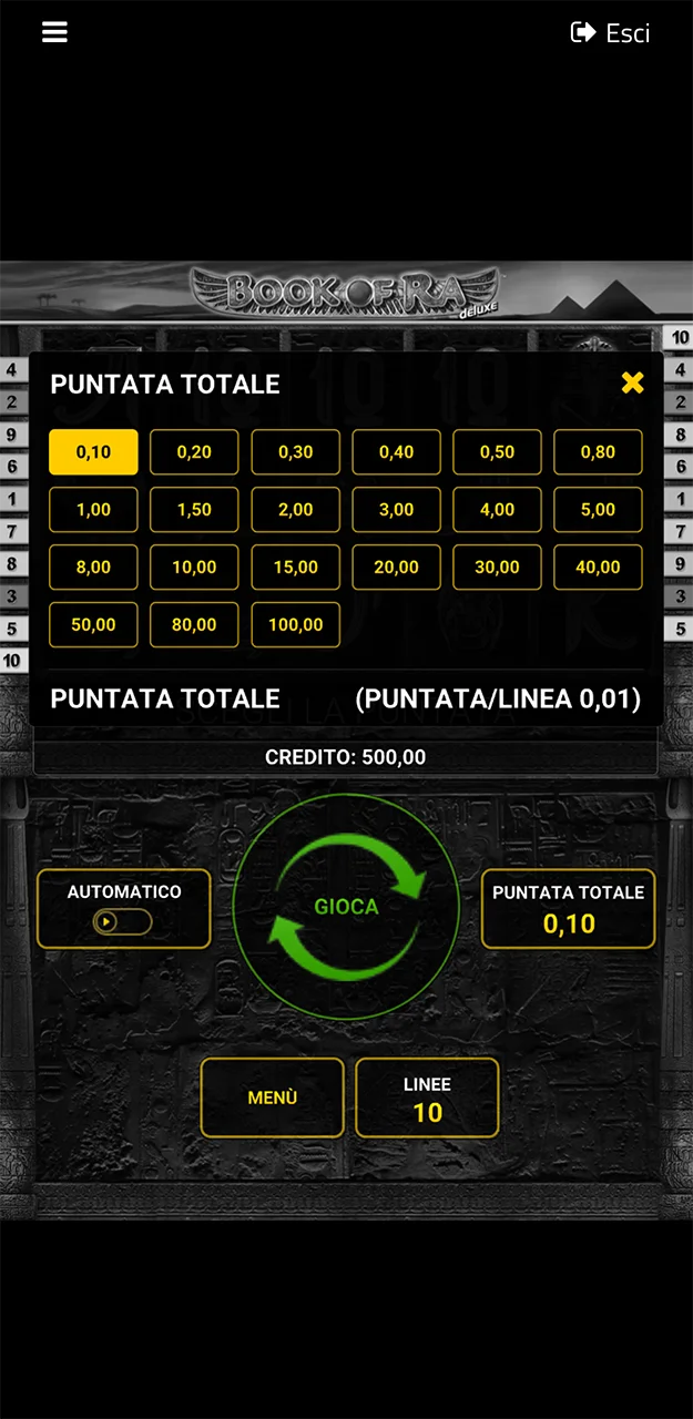 Scegli l'importo della puntata per le slot machine sul sito AdmiralBet.
